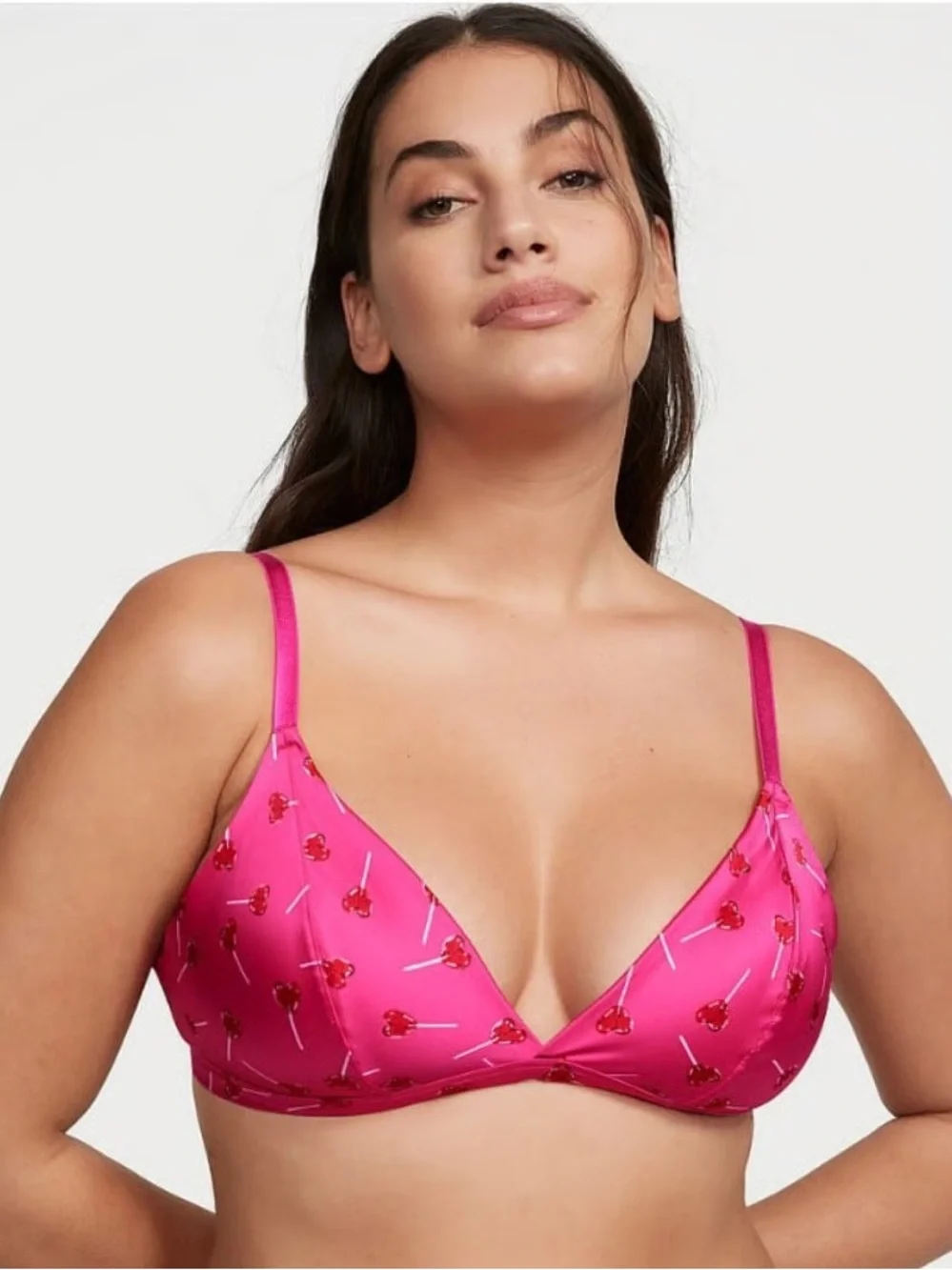 Victoria's Secret Hot Pink Cherry-Print Triangle Bralette - Picture 15 of 16